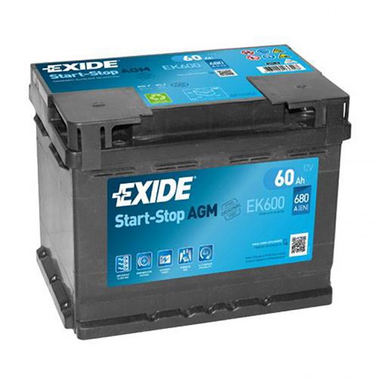 Exide 027 AGM Car Battery 60Ah EK600 Exide Exide  by https://www.track-frame.com 