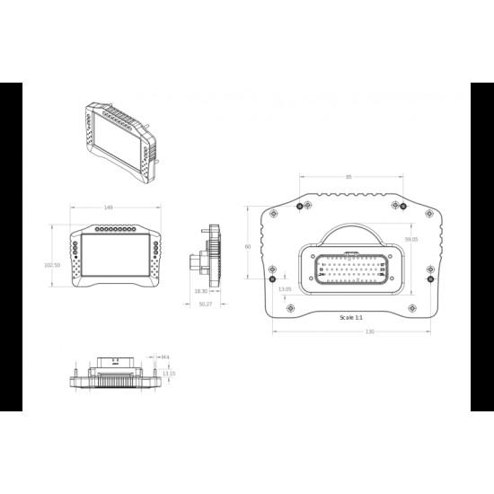 Display Ecu Master ADU 5" ADU-5 Ecu Master  by https://www.track-frame.com 