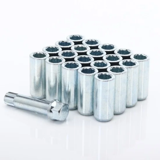 Set of SILVER long star lug nuts 14x1,5 + Key Set of SILVER long star lug nuts 14x1,5 + Key