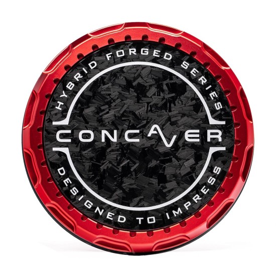 Concaver Premium Center Cap - Forged Carbon - Red Anodized