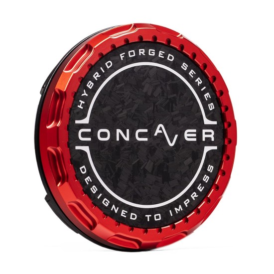 Concaver Premium Center Cap - Forged Carbon - Red Anodized