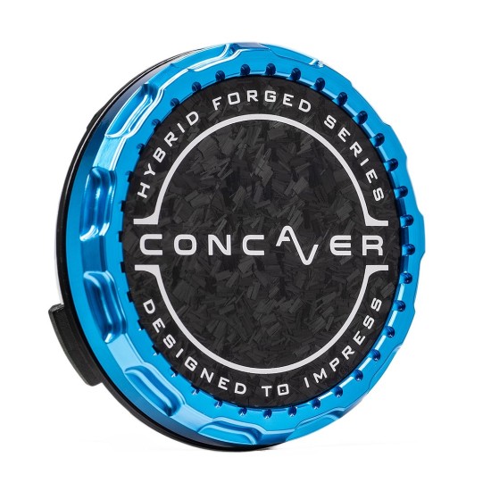 Concaver Premium Center Cap - Forged Carbon - Blue Anodized
