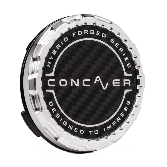 Concaver Premium Center Cap - Classic Carbon - Silver Machined