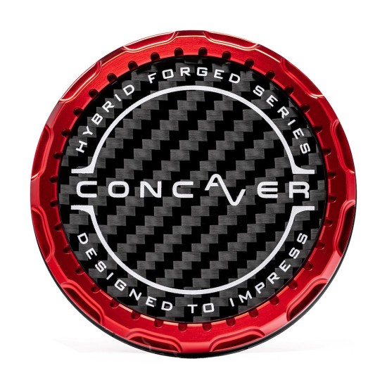 Concaver Premium Center Cap - Classic Carbon - Red Anodized